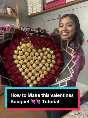 A post by @bouquetsbyruby on TikTok caption: Learn how make a Valentines bouquet💘 tutorial super easy 