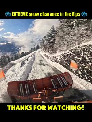 A post by @snow.removal5 on TikTok caption: Winter snow plowing service- Beautiful snow plowing view from the Alps #snow #snowplow 