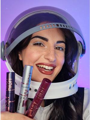 A post by @arienne.makeup on TikTok caption: MISSIONE: SGUARDO SPAZIALE 🚀🪐  Con le nuovissime colorazioni dei mascara sky high di @Maybelline NY 🤎💜  E per rendere il tutto ancora più stellare: IL VIRALISSIMO SKY HIGH TOP COAT - Space Diamond ✨ #adv #maybelline