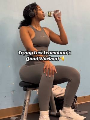 A post by @missssgrayy on TikTok caption: Trying @LexieLearmann’s recent quad workout! Girrlllllll I salute you, I was doneeee for😂  Big help from @ehplabs Oxyshred! Use my code GRAY for $ off!  Set from @Bodywerkz 🫶🏽  #learmanntwins #fyp #quadworkout #GymTok #gymfits #fitnessmotivation 