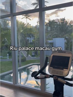 A post by @ronnyellis2929 on TikTok caption: I had a dm asking if I had a video of the gym or pics of riu palace Macao gym.  Here it is!  Not bad for a resort gym!  #riupalacemacao #riuhotels #gym #fit #fitness #fitnessmotivation #beachgym #puntacana #gymvibes #GymTok @RIU Hotels & Resorts 