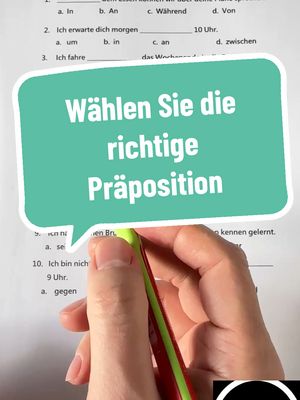 A post by @deutschverbessern10 on TikTok caption: Wählen Sie die richtige Präpositionen  Grammatik Übungen  #lernen  #study  #studytok  #deutsch  #deutschland  #germany  #explore 