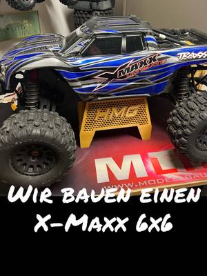 A post by @harrysmonstergarage on TikTok caption: Wir wollen einen X-Maxx 6x6, erst mal zerlegen 🤪#hmgharrysmonstergarage #jspartsshop #modelbaumetz #fyp #xmaxx #modellbau #6x6 #traxxas #tuning #2025 #🇩🇪 #rc #3d #rccarsoftiktok #rccar #rctruck #xmaxx6x6 