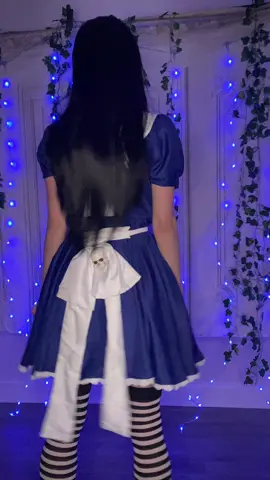 A post by @samzcos on TikTok caption: Tiktok getting banned but I still post on insta!! @samzcos 🥺💜 (Also did not think I could do this Lmaoo thank you tutu) #aliceinwonderland #alicemadnessreturnscosplay #alicemadness #game #cosplay 