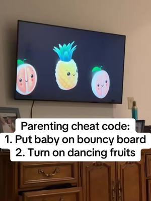 A post by @doc_bruck on TikTok caption: #parentsoftiktok #baby #girldad @HeyBearSensoryOfficial #LifeHack @YouTube @VIZIO @Colleen Gates #dancingfruit #foryoupage 