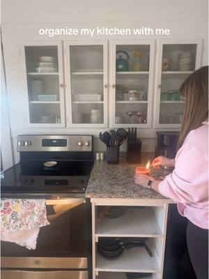 A post by @tayymoreno on TikTok caption: So nice to have a place to display my Mimi’s dishes and our wedding dishes 🥹 #organize #kitchenorganization #newhouse #unpacking #unpackwithme #CapCut 