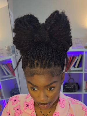 A post by @hbelllla on TikTok caption: The twisted bow one 🤎🎀 Hair details : my Fav kinky bulk hair!  @qvr hair , hair linkedin my linktree, Highly Recommend qvr Best Quality Afro Kinky Bulk hair 20" #minitwists #minitwistswithextensions #minitwiststyles #twistshairstyle #qvrhair 