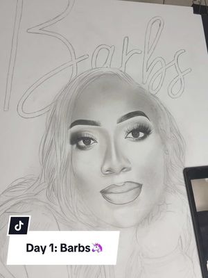 A post by @bblessed.bbeauty on TikTok caption: Like can it really be called an “influencer series” without the one & only @𝐁𝐀𝐑𝐁𝐒 🦄 ?! I had a lot of fun starting this piece off, got a lot done but so much more to do. #trusttheprocess 