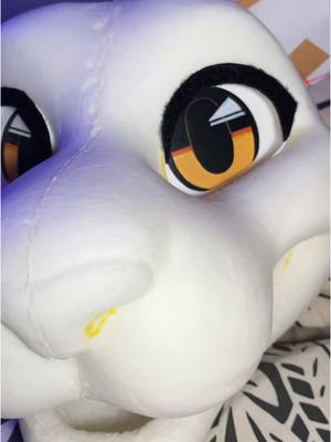 A post by @matcha_mayhem_ on TikTok caption: A beautiful pair of hand painted 3d eyes with amazing vision and ventilation (made with pvc mesh)@Mane_stream 🫶🏼 Follow me on my other socials under the same @!  #fyp #fursuitmaker #uk #artist #commission #mask #lion 