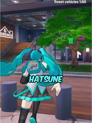 A post by @placcy on TikTok caption: Hosting a Fortnite Concert as HATSUNE MIKU.. #fortnite #hatsunemiku #fortniteemote 