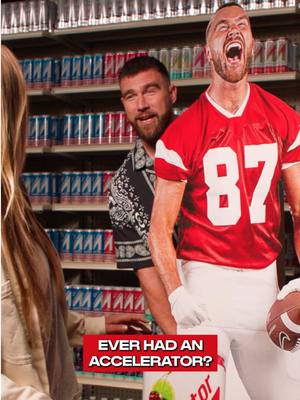 A post by @traviskelce on TikTok caption: Upgrade Your Energy 🔌 Drop a comment of which flavor you want to try and maybe @Accelerator Active Energy will hook some people up 👀