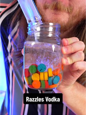 A post by @dokaryan on TikTok caption: I left Razzles in Vodka for a week #razzles #dokaryan #fyp #vodka 
