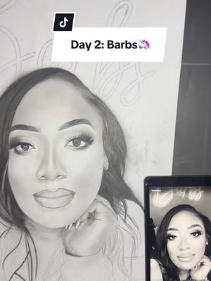 A post by @bblessed.bbeauty on TikTok caption: I’m so obsessed with this portrait of @𝐁𝐀𝐑𝐁𝐒 🦄 already! Can’t wait until I finish her hair 🦄😍 