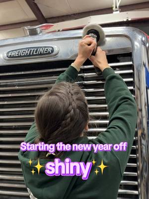 A post by @maryyycarol on TikTok caption: Why’s this stuff smell good?  mary15 will get you 15% off @Renegade Products USA just sayinggggg #polish #polishing #trucktok #freightliner #coronado #shiny #buffing 