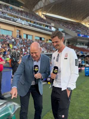 A post by @teamemiratesuae on TikTok caption: 🤯 When you’re mid-interview at the @The Big Bash but Alex Ross has other ideas! #BBL14 #cricket #bigbash  We’re happy to report that Jay Vine is safe and well for the @Santos Tour Down Under, thanks to the fielding of Lachlan Shaw! 🤩 #tourdownunder #tdu  Great game guys! @Adelaide Strikers @Sydney Sixers #WeAreUAE