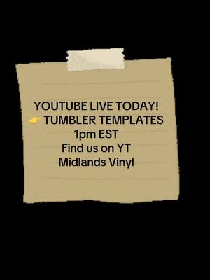 A post by @midlandsvinylsc on TikTok caption: Live today on YT! You don’t want to miss it! #teach #tumblersoftiktok #tumbler #SmallBusiness #midlandsvinyl #art #computer #fyp #viralvideo #fun 