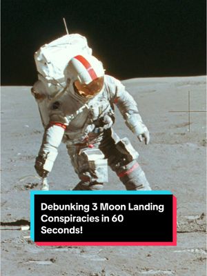 A post by @astrokobi on TikTok caption: Debunking 3 Moon Landing Conspiracies in 60 Seconds or Less! #space #moonlanding #conspiracy #astronomy #astrokobi 