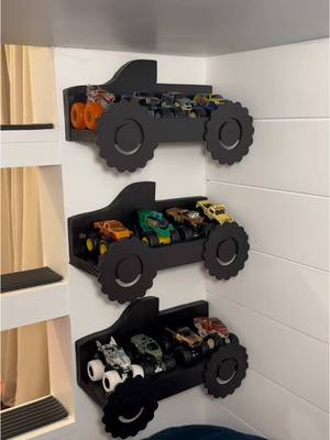 A post by @avwooddesigns on TikTok caption: DIY monster truck shelves #DIY #custom #storage #kid #monstertruck 