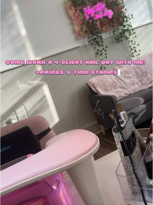 A post by @nailzbyriah__ on TikTok caption: 4 client nail day!🌸🥰#fypツ #nailtech #viralvideo #atlnailtech #nailtechlife #ilovenails #nailday #Vlog 