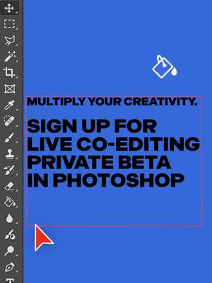A post by @photoshop on TikTok caption: Two cursors, one masterpiece 🎨👯‍♂️ Ready to create together? Check link in bio for more details on how you can join the private beta! #PhotoshopTutorial #MadeWithPhotoshop #LearnPhotoshop #PhotoshopTips #PhotoshopMagic #Photoshop101 #Photoshop #CreativeEditing #TikTokPhotoshop #EditWithMe