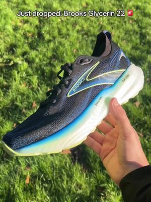 A post by @sportsdirect on TikTok caption: Just dropped! 🚨 Up your miles with the Brooks Glycerin 22 🏃‍♂️ Nitrogen-infused cushioning = dreamy landings + springy take-offs. Grab yours now via the link in bio! 🔗👆  #sportsdirect #brooksglycerin #runnersoftiktok #runninggoals 