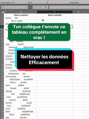 A post by @leprofessor.fr on TikTok caption: Nettoie les données efficacement avec ces 2 fonctions #excel  📗 Télécharge mon Guide Gratuit interactif (lien dans ma bio)