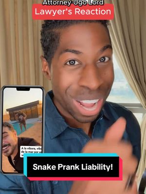 A post by @ugolord on TikTok caption: Prankster puts remote controlled snake into a camping tent! Is he liable? Attorney #UgoLord reacts! #lawyer #TikTokPartner #longervideos #prank  