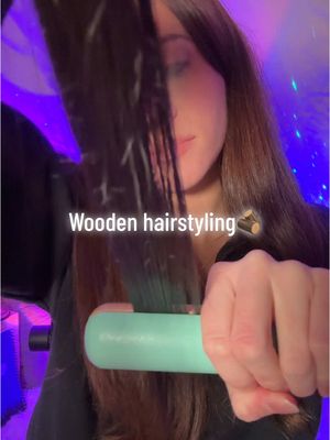 A post by @safespaceasmr on TikTok caption: Wooden hair cutting & straightening🪵 #asmr #asmrsounds #asmrvideo #asmrroleplay #asmrhair #fyp 