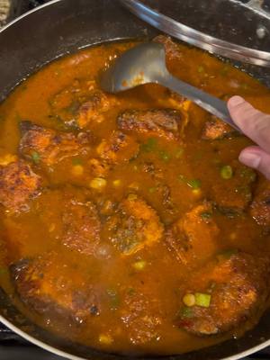 A post by @pravamainali on TikTok caption: I usually fry salmon with butter, but this time I made it a curry,it was so delicious.Try it out you’ll love it😋