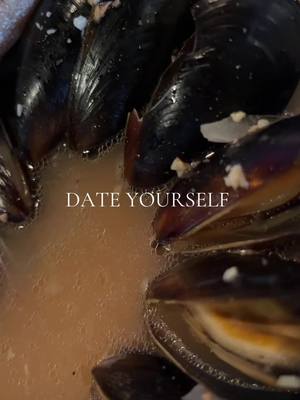 A post by @lylliasoleil on TikTok caption: Taking myself on dates is such a top tier self care thing #dateyourself #mussels #datenight 