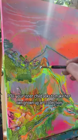 A post by @jessicayoungart on TikTok caption: Inner child is tapped in 🪄🌈🙂 #innerchildhealing #innerchild #Art #healing #painting #canvasart 