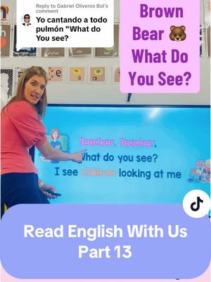 A post by @mrssmithscatchysongs on TikTok caption: Replying to @Gabriel Oliveros Bol 😊 🥰 Helping other learners is my FAVORITE!❤️ #english #englishteacher #englishclass #readingenglish #mrssmithscatchysongs #brownbearbrownbear #readabook #readenglish #englishlesson 