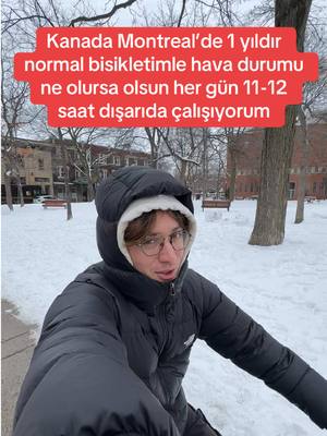 A post by @thunderbora on TikTok caption: Kanada’da normal bisikletimle her gün -10°C’de yaklaşık 12 saat çalışıyorum 🇨🇦❤️ #kanada #kanadadayasam #kanadadayaşam #kanadada #kanadadaçalışmak #kanadaçalışma #kanadadakitürkler #kanadadayenihayat #kanadadaiş #kanadamontreal #montreal #canada #canadalife #bisiklet #kanadadaeğitim 