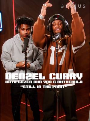 A post by @genius on TikTok caption: 🤯 @DENZEL CURRY, @Lazer, & @BKTHERULA went hard in the paint 🔥🎨 catch their "still in the paint" #openmic performance on our youtube channel 💻 #genius #denzelcurry #lazerdim700 #bktherula #hiphop #rap #stillinthepaint #hardindapaint #wakaflockaflame #viralmusic #musictok 