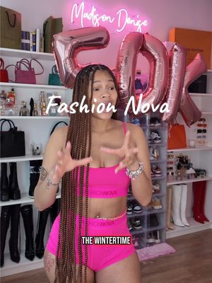 A post by @iammadidenise on TikTok caption: (I literally changed into some Uggs and added a coat but whatever lmaooo) @FashionNova  🔎 FN Mood Cami And Boxer Set - Hot Pink (Medium) 🔎 Ciara Micro Mini Dress - Heather Grey (Medium) #fashionnova #gdwm #foryourpage 