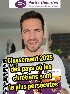 A post by @davidantoineofficiel on TikTok caption: LES 15 PAYS OÙ LES CHRÉTIENS SONT LE PLUS PERSÉCUTÉS dans le monde #chrétien #jésus #Christ #christianisme #persécution #bible #musulman #monde #info #classement #Dieu #foi #religion 