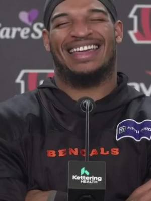 A post by @bengals on TikTok caption: Missin’ Ja’Marr’s laugh ngl 😂 #bengals #nfl #jamarrchase #laugh #laughter 