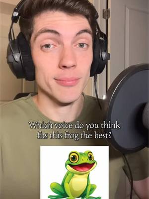 A post by @zachpincince on TikTok caption: Which voice fit the frog the best? 🐸 #voiceacting #voiceactors #voices