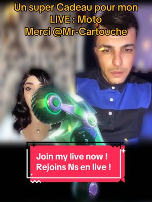 A post by @infos_actu on TikTok caption: Mr-Cartouche, merci pour ce merveilleux Cadeau envoyé dans mon LIVE ! Je vais garder ce moment en mémoire pour toujours.@Mr-Cartouche #livegift #motorcycle #moto 