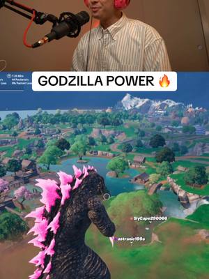 A post by @sushibae on TikTok caption: this is what it’s like to be GODZILLA 🔥 #fortnite #godzilla 
