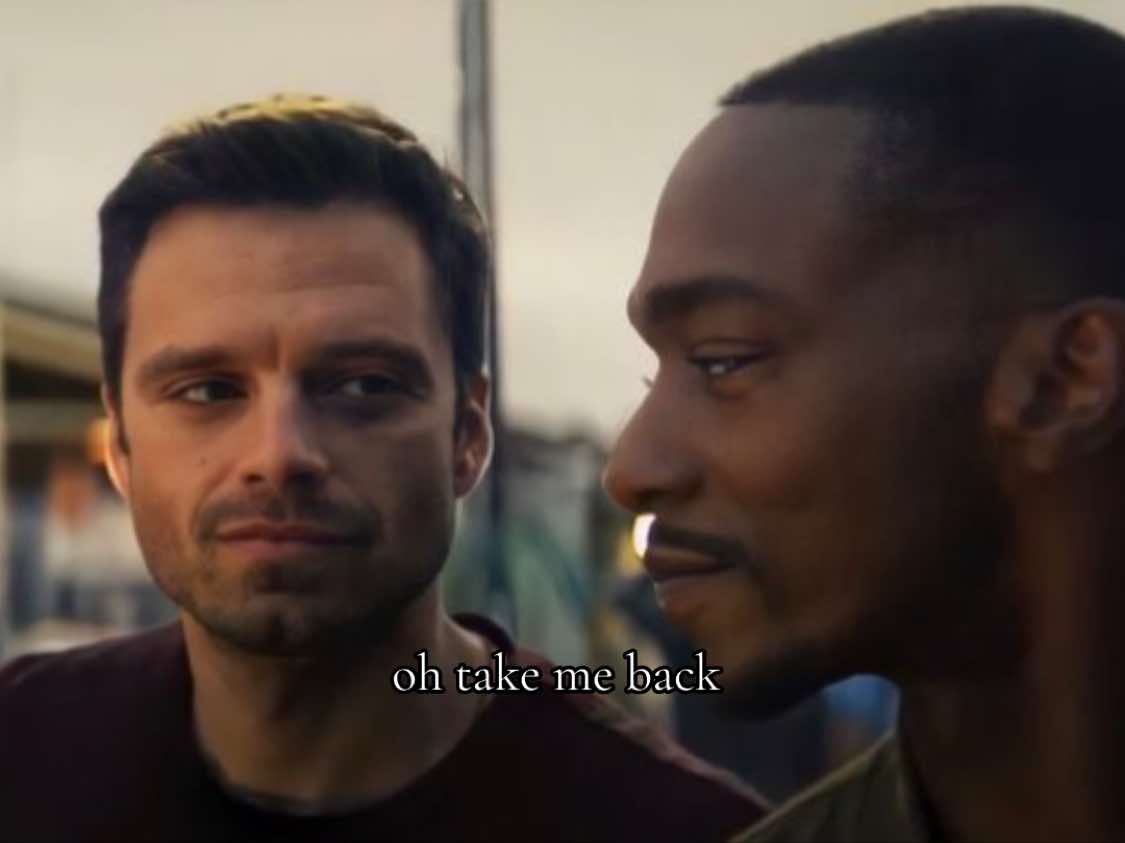 A post by @buckybarnes.seb on TikTok caption: I need them to be reunited rn #fyp #buckybarnes #samwilson #sebastianstan #anthonymackie #samandbucky #marvel #tfatws 