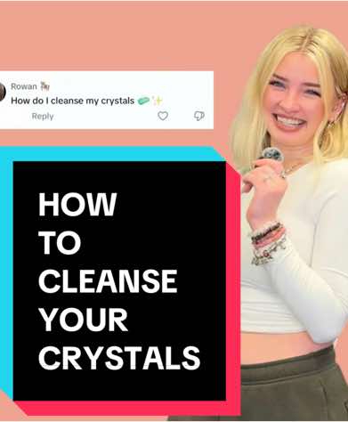 A post by @kennas.crystals.co on TikTok caption: One of my most frequently asked questions 🥰What method is your favourite way to cleanse your crystals? Do you even cleanse your crystals? Let me know your thoughts! #cleansing #crystals #education #tips #hacks 