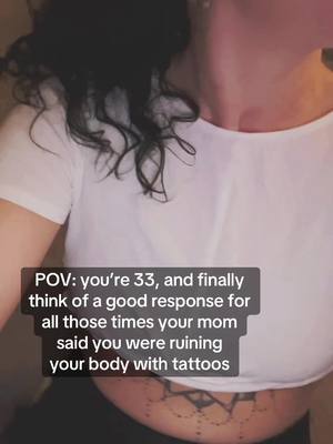 A post by @sarah.spanswick on TikTok caption: Do ya like the part where I tell you what the good response is? 🙌🏼 #drafts #tattoos #heymom 