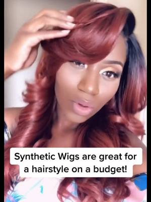 A post by @iamjustkindra on TikTok caption: Synthetic Wig!! #thrift  #JustKindra  #beautyonabudget  #fyp #wig #syntheticwig #viral 