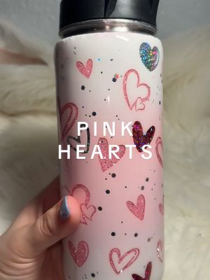 A post by @texasrosedesigns on TikTok caption: Valentines Day is right around the corner! Love this pink heart cup I did. 💞 #Pink #Valentines #Glitter #GlitterCup #ByeTikTok #SmallBusiness 