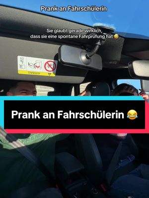 A post by @fahrlehrerlukas on TikTok caption: Prank an Fahrschülerin: Sie glaubt, dass Sie eine spontane Fahrprüfung hat 😄#fahrlehrerlukas #fahrprüfung #prank #fahrschule #fahrlehrerlukasFahrschule #fahrlehrer #longervideos #landscape 