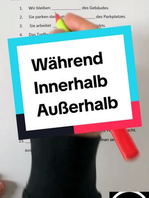 A post by @deutschverbessern10 on TikTok caption: Während, Innerhalb oder Außerhalb 