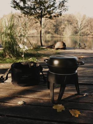 A post by @fox_international on TikTok caption: This will change your perspective on cooking while carp fishing 😍 The Cookstation is a gas powered complete cookware solution which includes a standard stove configuration, solid, flat non-stick griddle plate, Non-stick BBQ grate and a Non-stick lid which can be used as a large pan/wok 👌 The lid can also be used to create an oven 🔥 With a compact folding design, piezo ignition and supplied in polyester carry bag. Perfect for all cooking requirements when on the bank 🤩