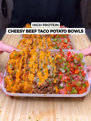 A post by @jalalsamfit on TikTok caption: High Protein Cheesy Beef Taco Potato Bowls🧀🥩🍟 Best & Most Popular Meal Prep Recipes of 2024 Part 6🔥 Arguably one of the best and most loved meal prep recipes - The flavours are INCREDIBLE! Macros per serving (4 Total) 522 Calories | 54g Protein | 42g Carbs | 14g Fat Ingredients (Makes 4) Taco Seasoning Mix (1 Serving) - 1 tsp Salt - 1 tsp Black Pepper - 1 tsp Onion Powder - 1 tsp Garlic Powder - 1 tsp Cumin - 1 tsp Paprika - 1 tsp Chilli Powder - 1 tsp Oregano Potatoes - 800g Raw Cubed Potatoes - 1 Serving Taco Seasoning Mix - 2 tsp Olive Oil Chipotle Spicy Sauce - 100g Fat Free Yogurt - 80g Light Mayo (Brand: Hellmans) - 50g Chipotle Chilli Paste (Brand: Waitrose) - 20g Hot Sauce  - 20g Honey - Salt, Paprika, Garlic Powder Pico de Gallo - 2 Large Tomatoes Chopped - 1 Large Red Onion Chopped - 1/2 Red & Green Bell Peppers Chopped - Big Handful Coriander chopped - Salt, Pepper, Garlic, Cumin, Paprika - 1 Whole Lime Juice Taco Beef - 800g Raw Lean Minced Beef (Topside Beef) - 20-30g Tomato Paste - 1.5 Serving Taco Seasoning Mix - Grated Mozzarella or any low fat cheese - 15g Grass Fed Butter for cooking (or use normal butter) Don’t forget to check out my Meal Prep Cookbook with over 80+ Recipes just like this one!👨‍🍳❤️ Important Cooking Notes - Season the potatoes thoroughly and mix till well coated. Make sure you don’t over cook them - Make the sauce in advance and store in the fridge to use for any other meal - Same thing with the Pico/Salsa, store in a separate container in batches - Cook the beef till brown then add all the ingredients. You can add a little water to add moisture if it’s too dry - Reheat the potatoes and beef only. You can store the salsa separately to make it easier . . . . #taco #tacobowl #beef #fries #tacobell #mexicanfood #potatoes #highprotein #healthymeals #healthyrecipes #EasyRecipes #mealprep #eathealthy #weightloss #fitness #Foodie #mealprepideas #lowcalorie 