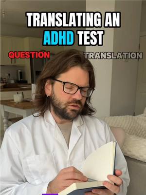 A post by @adhd_love on TikTok caption: If an ADHD test was translated 🩵🤣 #adhd #neurodivergent #neurodiversity 